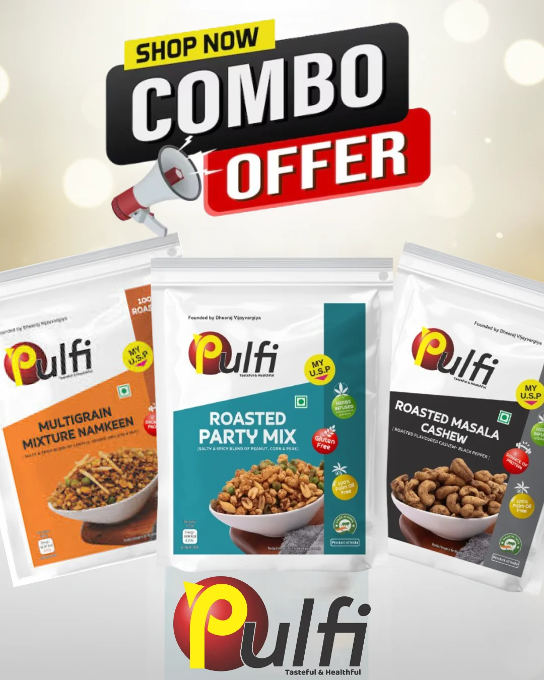 Masala Cashew, Roasted Party Mix & Multigrain Mixture Namkeen - Image 1