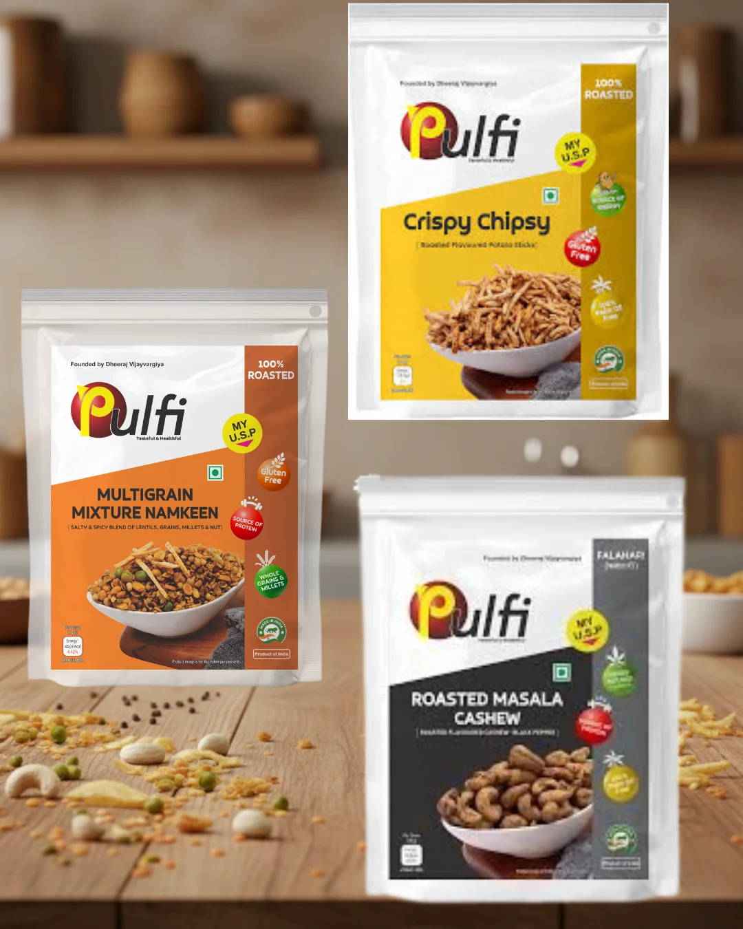 Masala Cashew, Crispy Chipsy & Multigrain Mixture Namkeen - Image 1