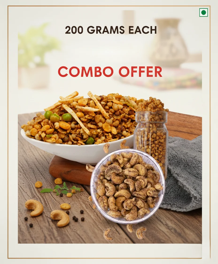 Masala Cashew, Crunchy Monki & Multigrain Mixture Namkeen - Image 2