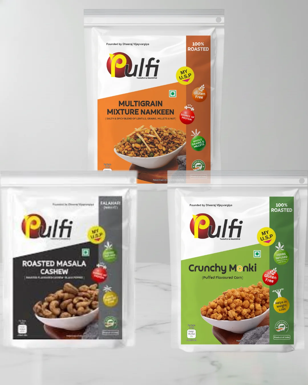 Masala Cashew, Crunchy Monki & Multigrain Mixture Namkeen - Image 1