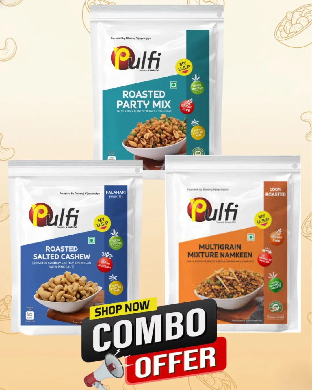Roasted Party Mix, Salted Cashew & Multigrain Mixture Namkeen - Image 1